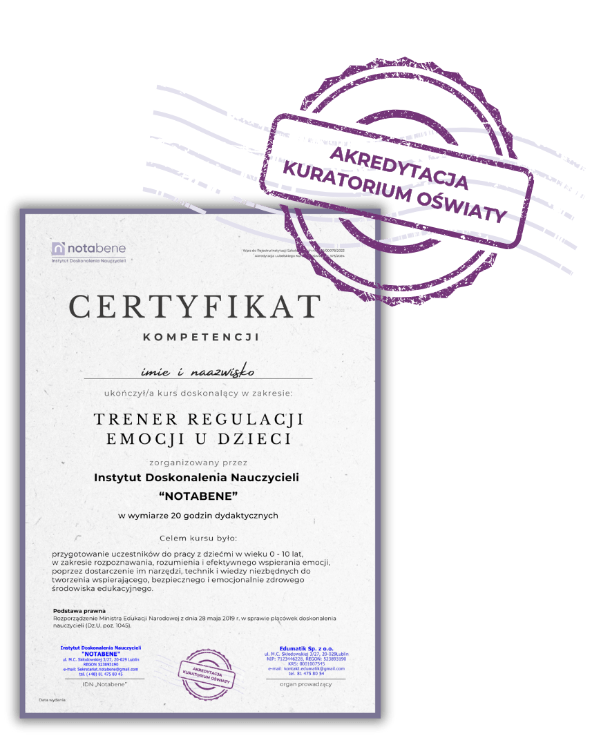 mockup certyfikatu TRE