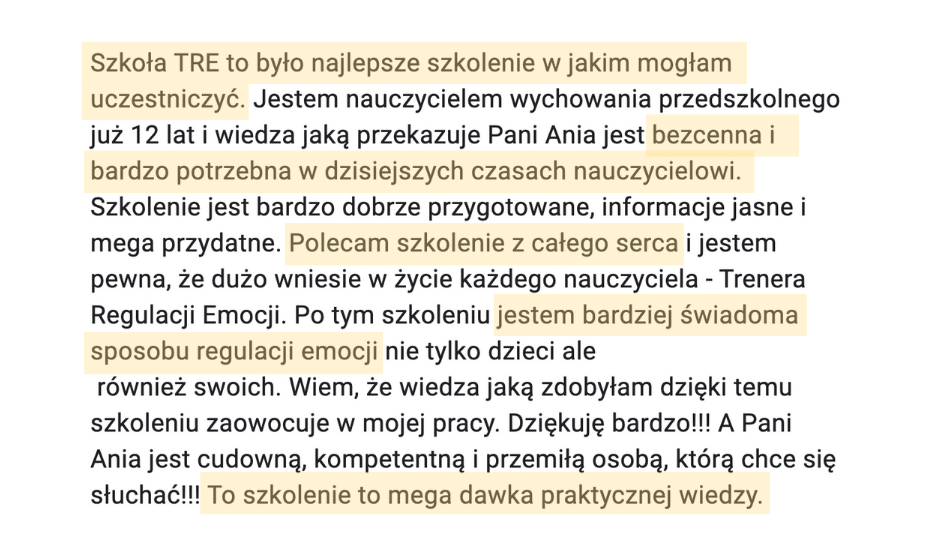 Opinia o szkole TRE