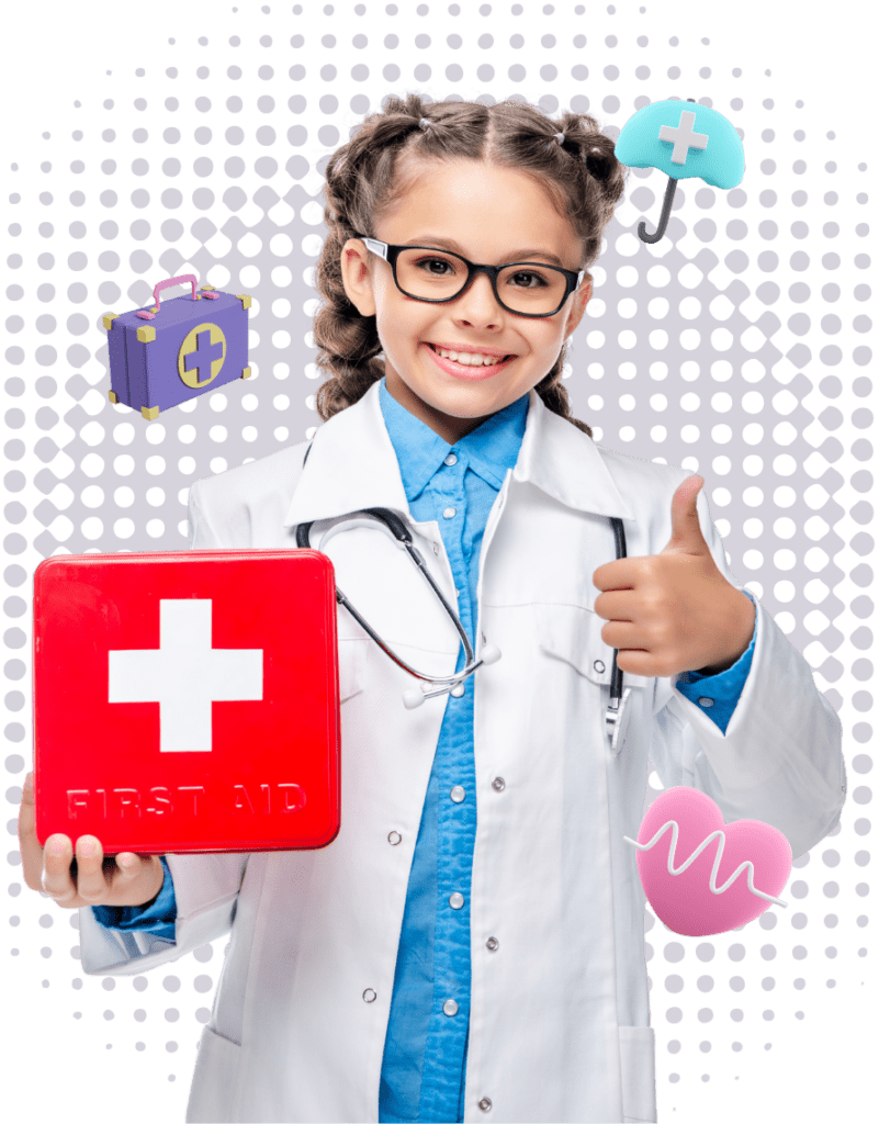 Dziewczynka ucząca się pierwszej pomocy