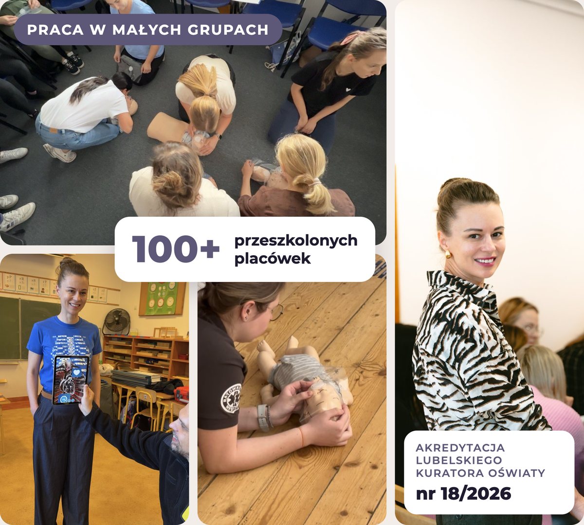 Praca w małych grupach na szkoleniu z pierwszej pomocy
